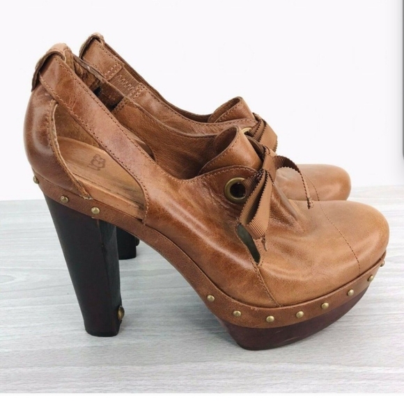 UGG Australia Celestina Women's Size 8 Leather Platform Heels Booties 1001311 - Picture 3 of 5